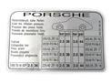 Etiquette de pression des pneus # 993 coupe 96-98  