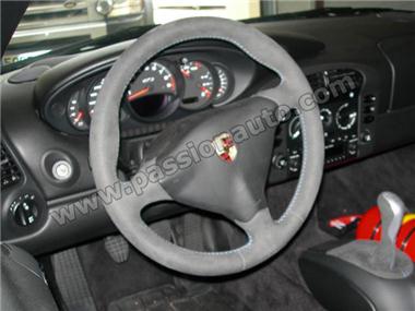 Volant alcantara/bleu 3 branches sans airbag # 996