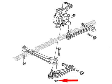 Ecrou pour fixation ARRIERE bras longitudinal # Boxster 986