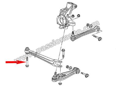 Vis pour fixation AVANT bras longitudinal # Boxster 986