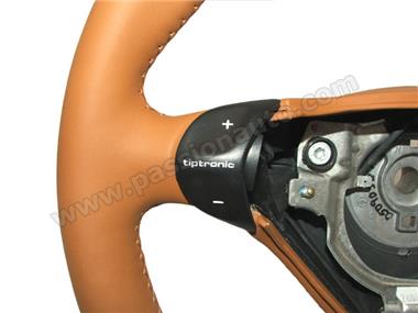 Volant cuir BRUN / érable FONCE 3 branches avec airbag # 996 tiptro