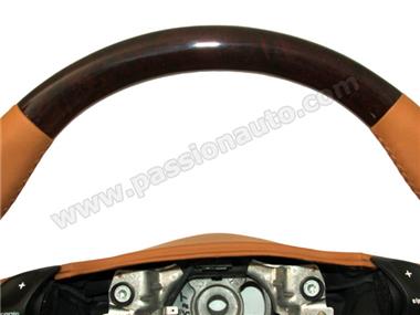 Volant cuir BRUN / érable FONCE 3 branches avec airbag # 996 tiptro