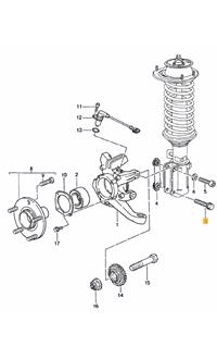 Pièce amortisseur AVANT - Vis M14 tete hexagonale / fixation sur support de roue # 993