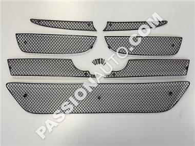 Grilles de protection noires - Kit complet calandre pare-chocs AV # 981 Porsche Cayman (avec capteurs de stationnement) 12-16