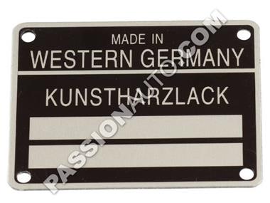 Plaque peinture à riveter MADE IN GERMANY # 911 1965-1980
