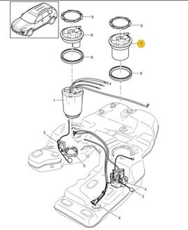 Filtre à essence ou bride Gauche # Cayenne E2 (11-18) [Porsche Origine]