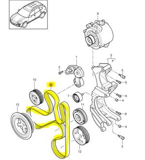 Courroie moteur Poly  # Cayenne E1 E2 v6 essence 2003-2017