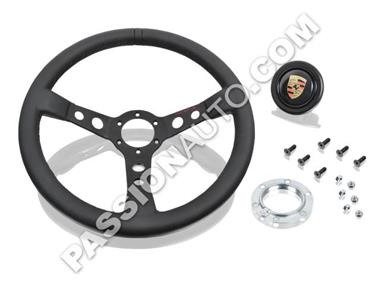 Volant performance 3 branches surpiqures noires - [Porsche Origine]