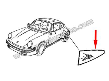 Vitre de custode arriere Gauche - Clair # 911 76-89