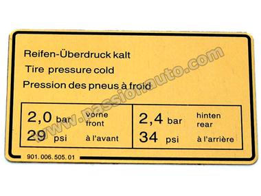 Etiquette pression des pneus # 911 73-83