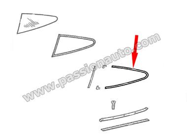 Moulure NOIRE haut+bas (arriere) custode - Gauche # 911 80-94