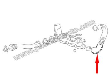 Coude de raccord de chauffage - arriere echangeur droit # 930